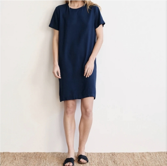 JENNI KAYNE Palmer Crepe T-Shirt Dress in Navy Blue Size Small - Picture 3 of 14